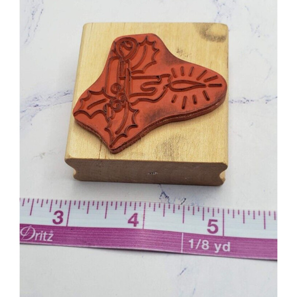 Holiday Christmas Candle With Holly Canadian Maple Collections Rubber Stamp - Picture 8 of 8